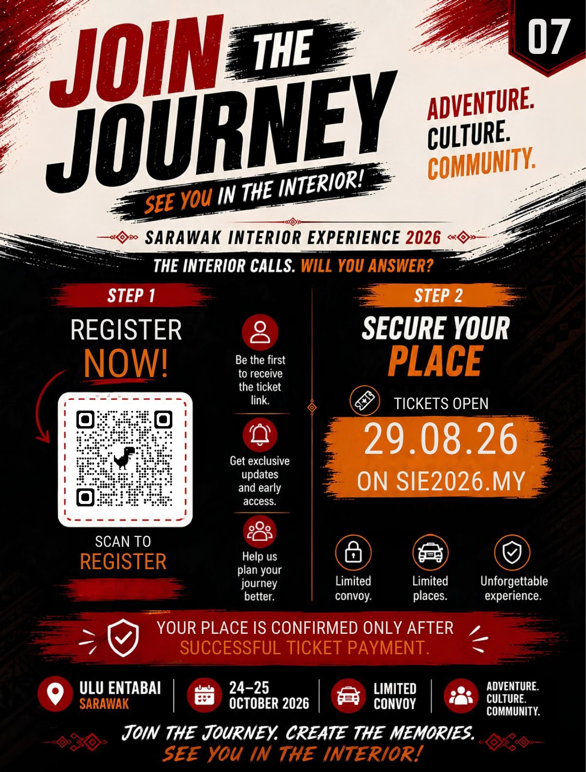 Join the journey: how to register, what a confirmed place includes, and the QR code that opens this site.
